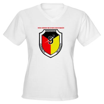 9CB - A01 - 04 - 9th Communication Battalion with Text - Women's V-Neck T-Shirt